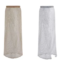 SexeMara Bling ослепительный, сверкающий Высокая Талия трапециевидной формы с блестками прямые Юбки-карандаши пляжные Стиль цвета: золотистый, серебристый