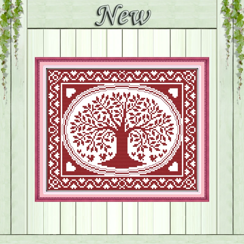 

The oval happiness tree decor painting counted print on canvas DMC 14CT 11CT Chinese Cross Stitch Needlework Set Embroidery kits