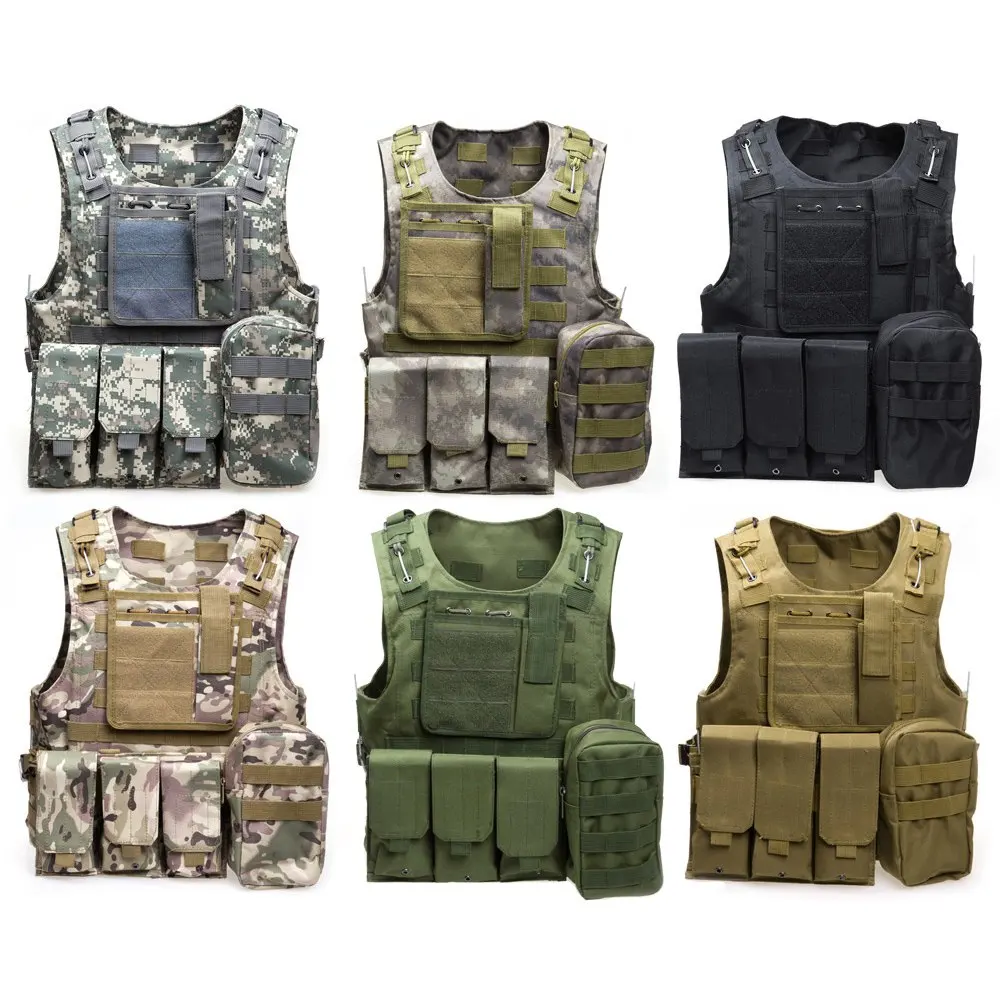 

Outdoort Molle System Hunting Camouflage Vest Military Tactical Airsoft Assault Army Vest Amphibious Multi Pockets Plate Carrier