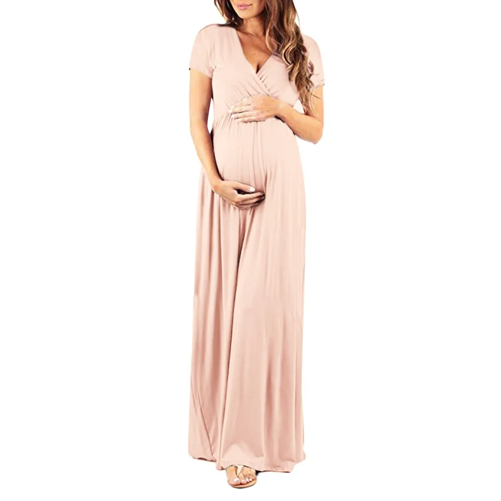 Платье для беременных; летнее платье с круглым вырезом и короткими рукавами; женское платье с v-образным вырезом для беременных; женский сарафан; одежда; L423