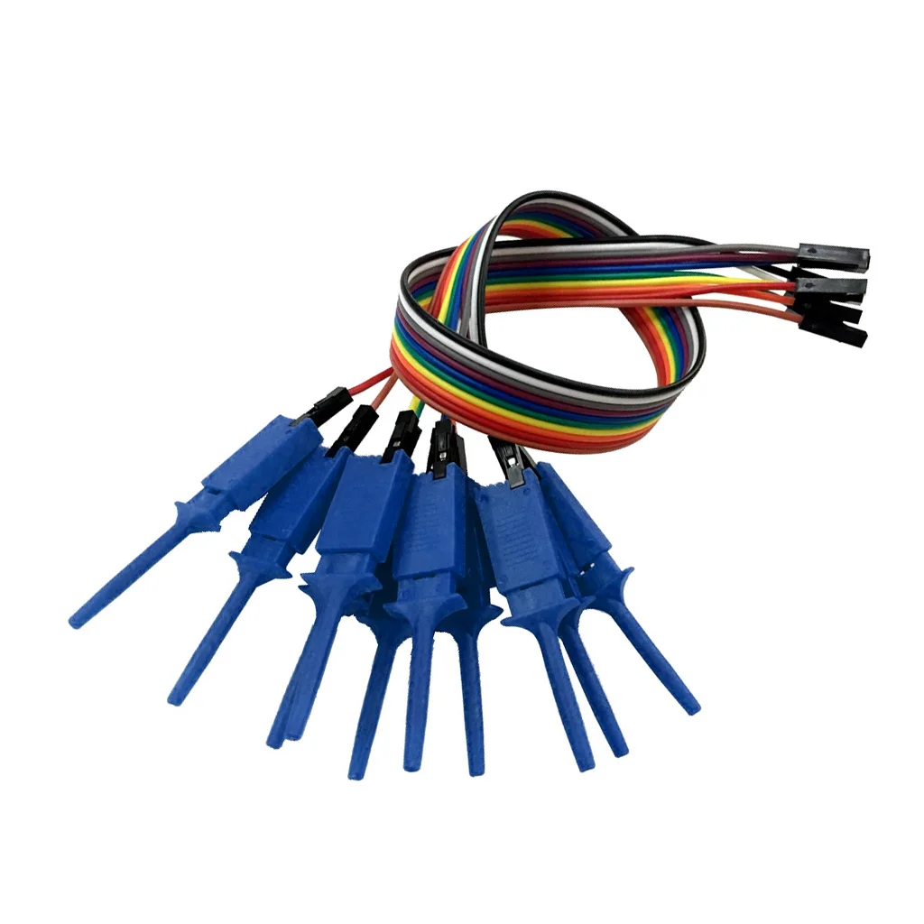 6 Pcs Connect the Chip Pins 10-Pin Test Hook Clip For Logic Analyzer - Assorted Color