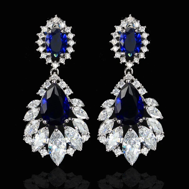 Luxury Chandelier Earrings Aaa+ Cubic Zirconia Long Big Crystal Bridal