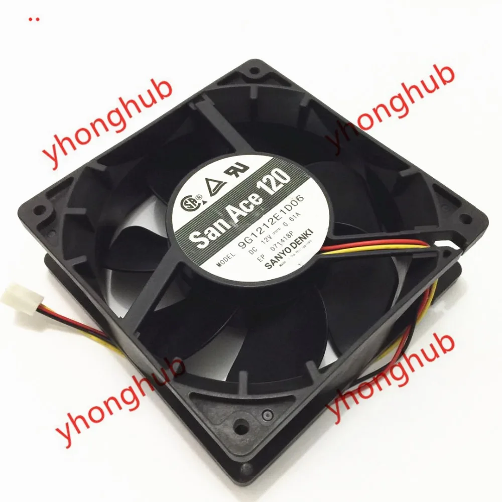Sanyo 9G1212E1D06 DC 12V 0.61A 120x120x38 мм, версия 3 провода Сервер вентилятор охлаждения