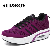ALIBOY/сетчатая обувь для мам; женские кроссовки на платформе; кроссовки на танкетке; кроссовки для фитнеса; женская уличная легкая ходьба