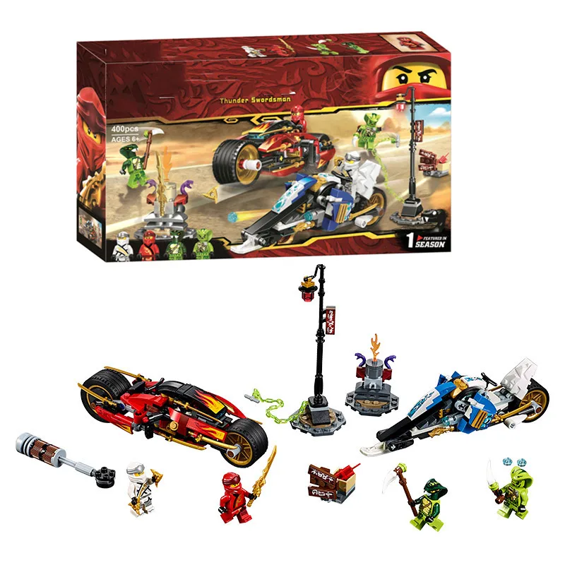 

2019 Ninja Kai's Blade Cycle and Zane's Snowmobile Figures Model Building Blocks Compatible with 70667 Toys