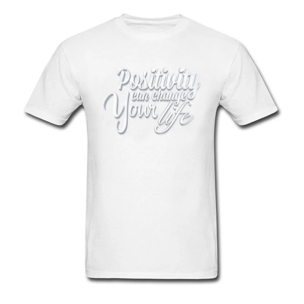 Positivity O Neck T-Shirt Summer Tops & Tees Short Sleeve Cute 100% Cotton 3D Printed T Shirt Normal Men's Top Quality Positivity white