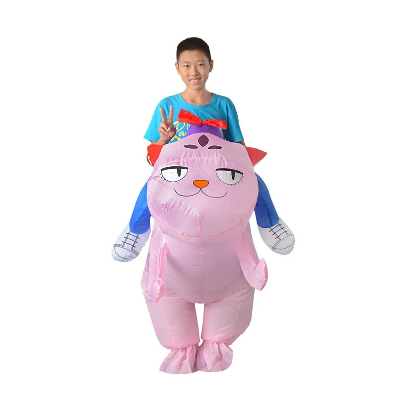 Inflatable cat Costume Fan Operated Adult Kids Size Halloween Cosplay