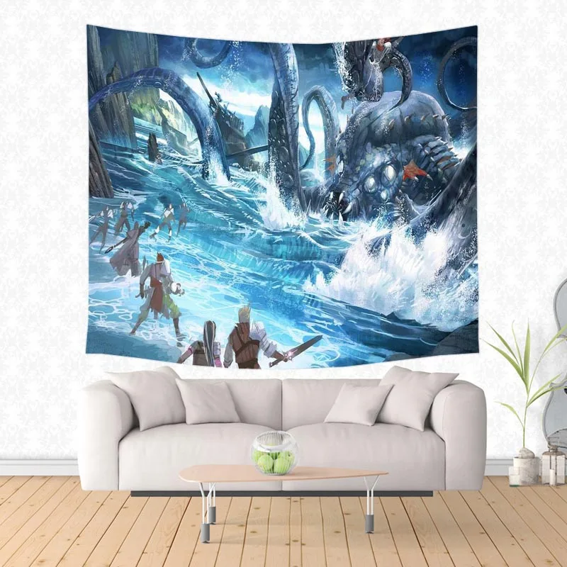 

Kraken Pattern Polyester Tapestry Beach Yoga Picnic Mat Travel Throw Blanket Custom Bed Sheet Home Decor