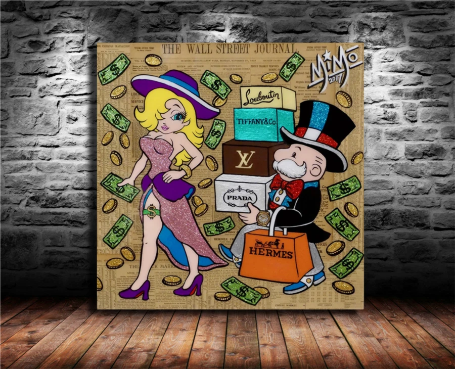 Alec Monopolys Shopping Spree HD настенный холст с печатью постера живопись декоративные для