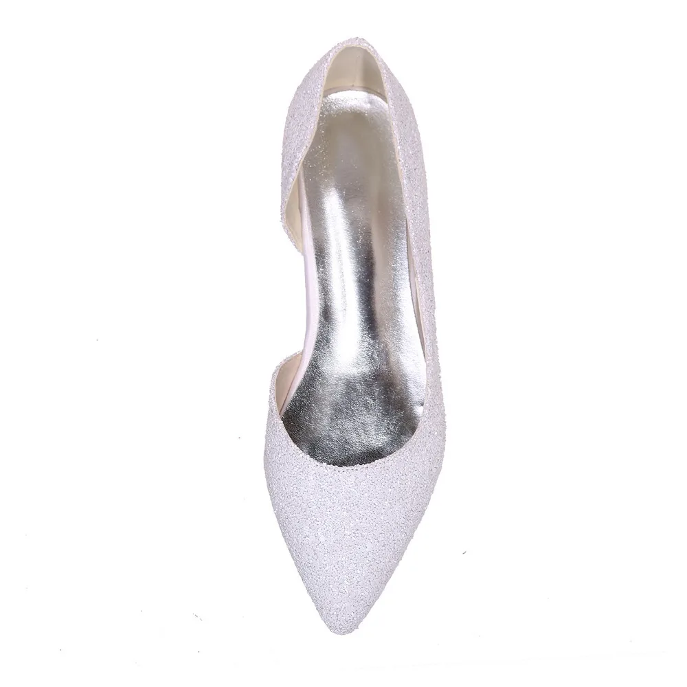 Женские блестящие туфли лодочки с острым носком цвета слоновой кости|slip on|flats