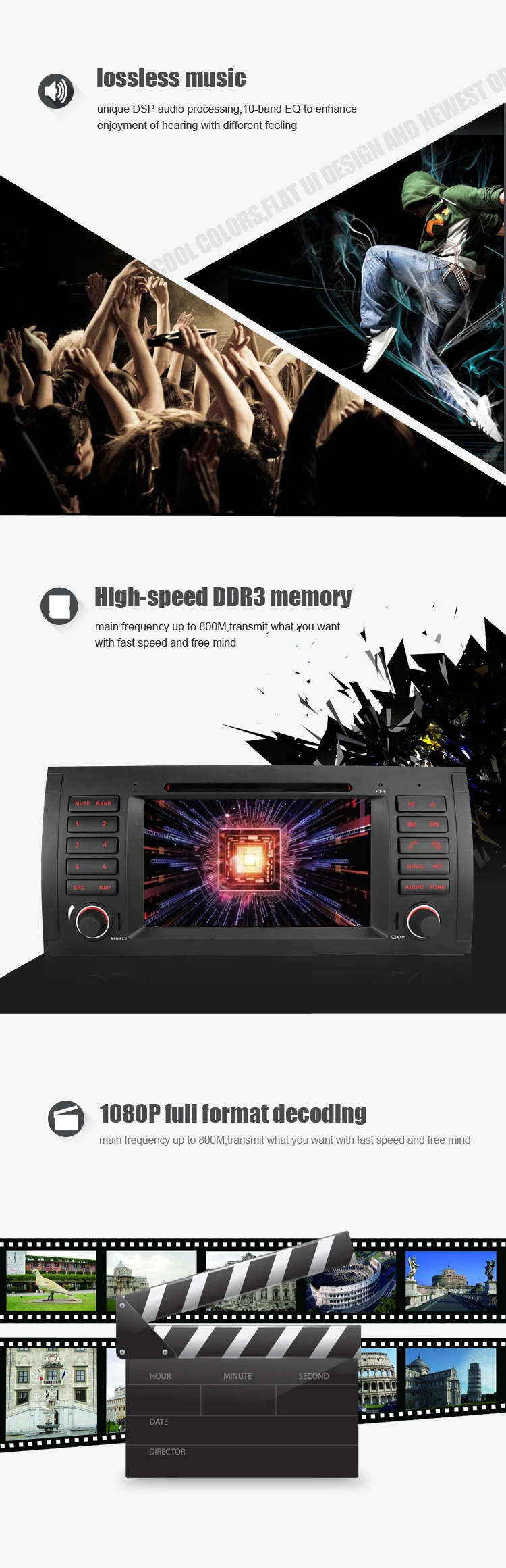 Best Eunavi single 1 Din 7" Car DVD Player car radio GPS navigation For BMW E53 X5 E39 With Canbus steering wheel control Bluetooth 4