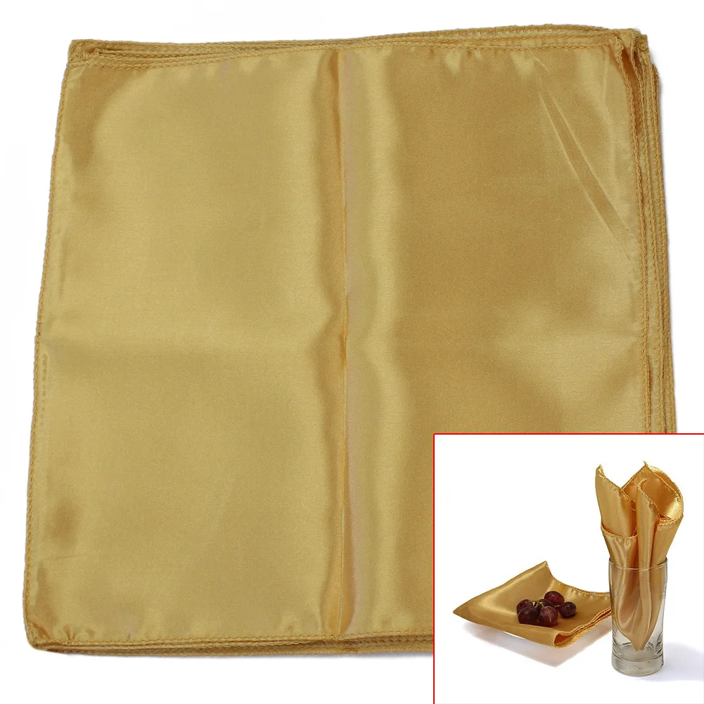 

10Pcs Gold Cloth Napkin Event Anniversray Wedding Party Banquet Home Dinner Paper Plate Coffee Cup Tableware Polyester Supplies