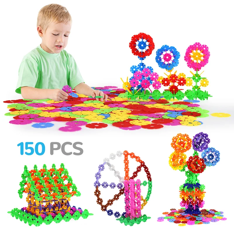 

DODOELEPHANT 150 Pcs/bag Snowflake Building Blocks Educational Toy Brick DIY Assembling Toys For Children Creative Learning Gift