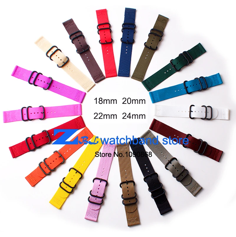 wholesale Nylon watchband watch strap steel buckle sport perlon wrist band 18 20 22 24mm wristwatches