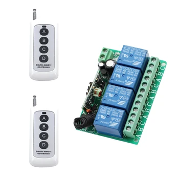 

DC12V 10A 4CH Radio Controller RF Wireless Relay Remote Control Switch 2 Transmitter +1 Receiver for Agricultural Watering