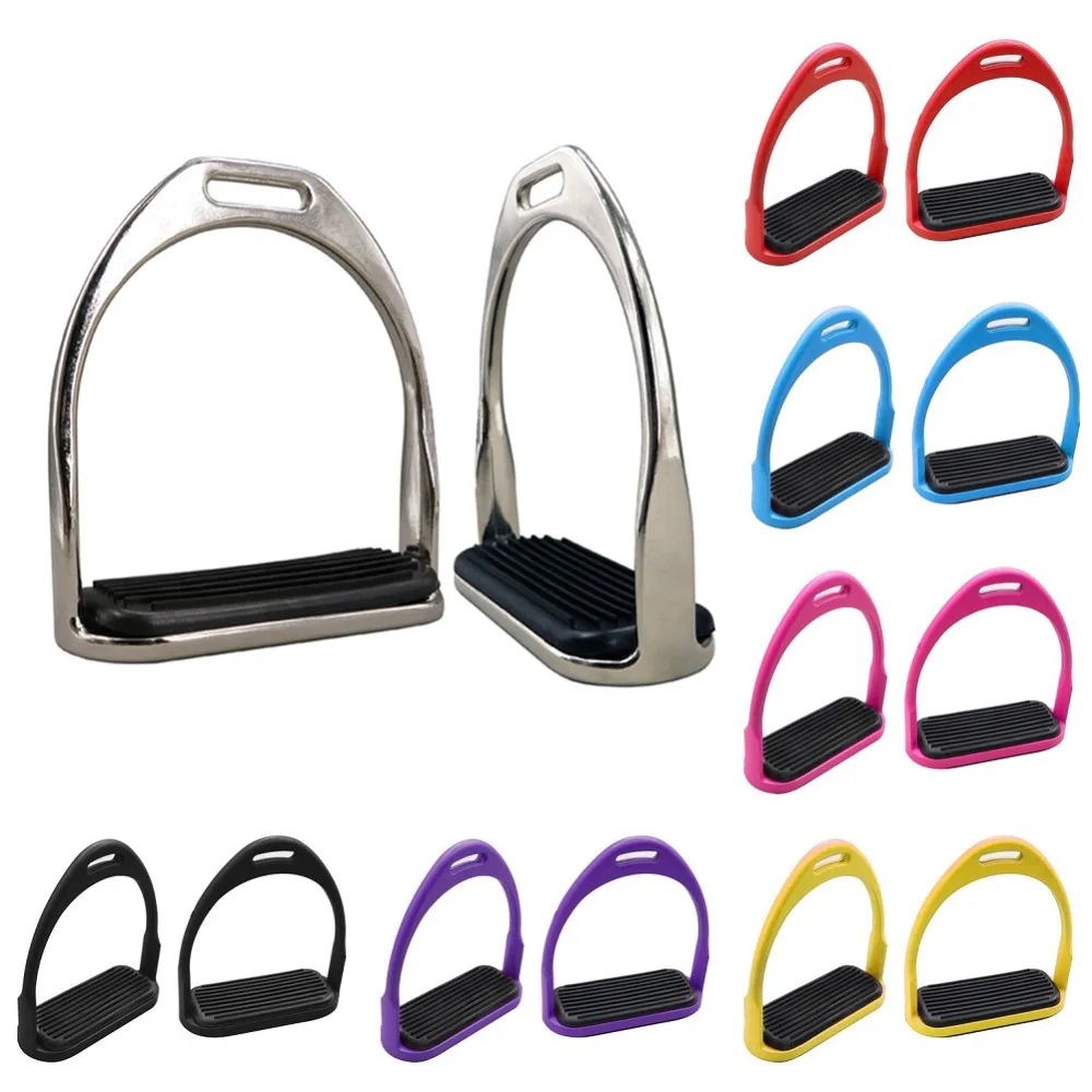 1 Pair Safety Stirrup With Rubber Pad Horsing Equestrian Lightweight Aluminum Saddle Accessories Horse Riding Racing Equipment