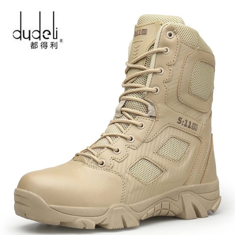 

2018 Outdoor Waterproof Hiking Shoes for Men Desert High-top Military Tactical Boots Combat Army Boots Hunting Shoes Big Size 47