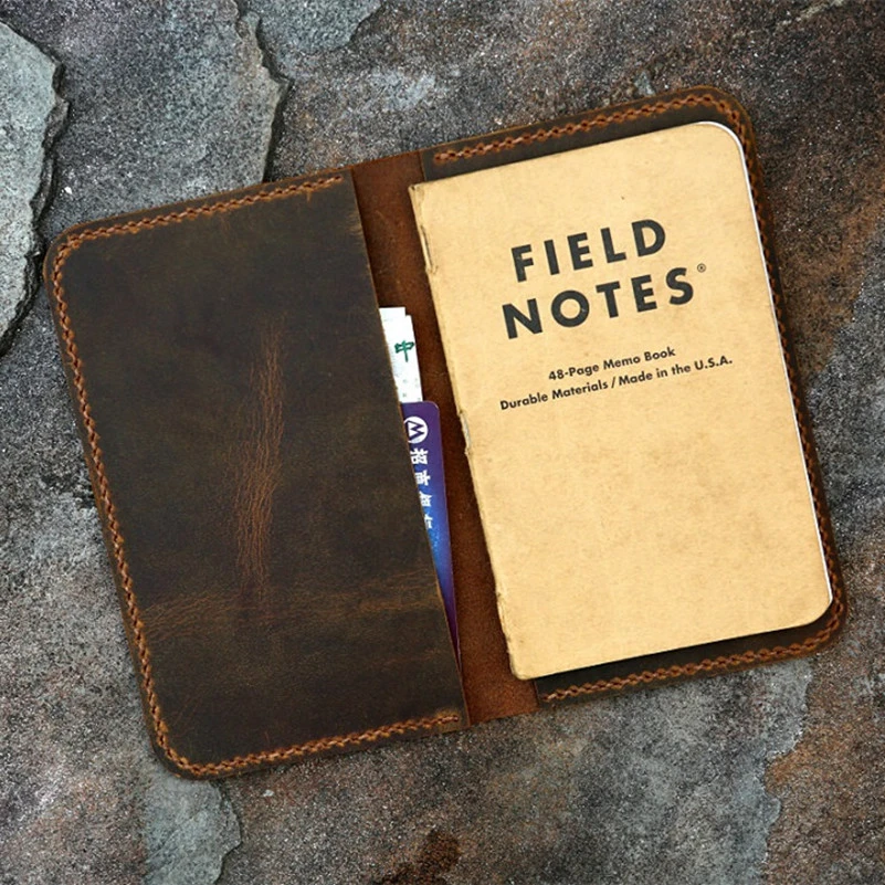 Personalized leather cover for pocket size field notes notebook / slim