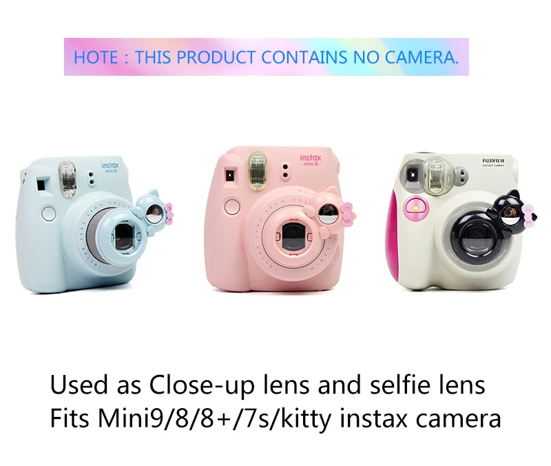 CAIUL мини кошка крупным планом объектив для Fujifilm instax камера mini7s/8+ kitty мгновенная камера объектив УФ-фильтр с зеркало для съемки Селфи