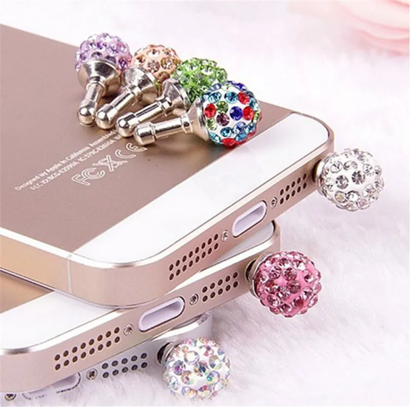 

Universal Jack 3.5 Phone Plug Bling Diamond Earphone Headphone Cap Dust Plug For iPhone Samsung Dust Plug Accessories