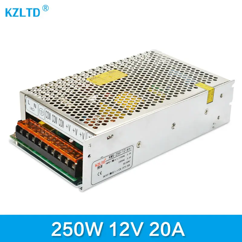 

LED SMPS 12V 20A 250W AC-DC LED Converter 110V / 220V to 12V Switching Power Supply for LED Display Monitor CCTV High Quality