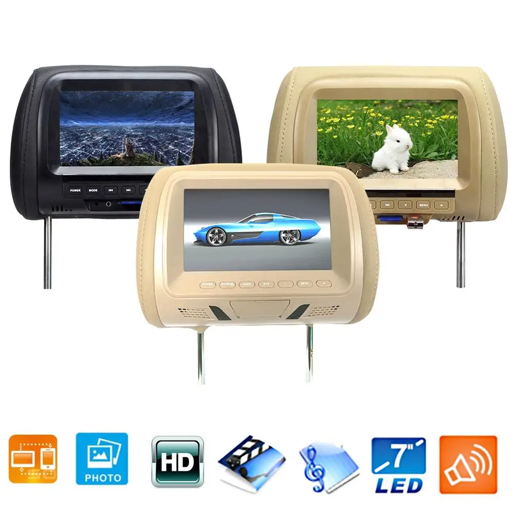 

Multifunction Car Headrest Monitor Seat Back LED Screen Digital USB Pillow Monitor Multi Media Camera Video Player with Speaker