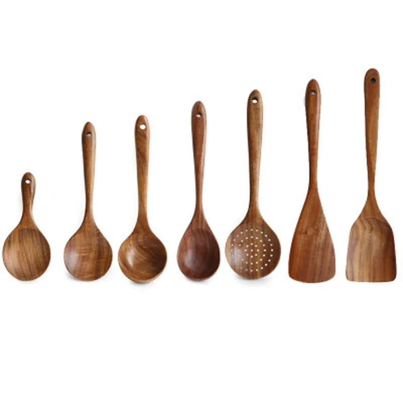 Thailand teak Natural Wood Craft Tableware Spoon Ladle Long Rice Soup Skimmer Cooking Spoons Scoop Handmade Kitchen Tool - Image 6