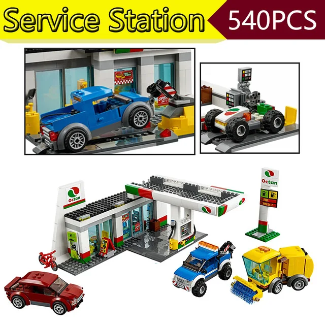 

02047 540PCS Genuine City Town Service Station Building Blocks Bricks Educational Toys for Children gifts brinquedos 60132