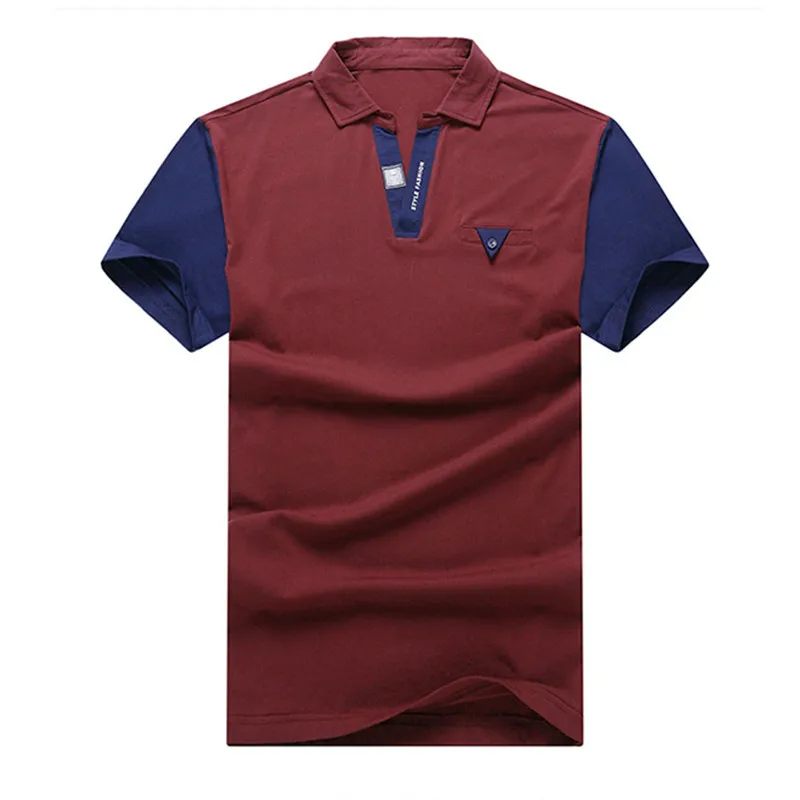 Мужское поло мужская деловая рубашка поло и повседневные рубашки с коротким рукавом дышащие топы Свободные поло Masculina Одежда Плюс Размер 6XL 7XL - Цвет: Red