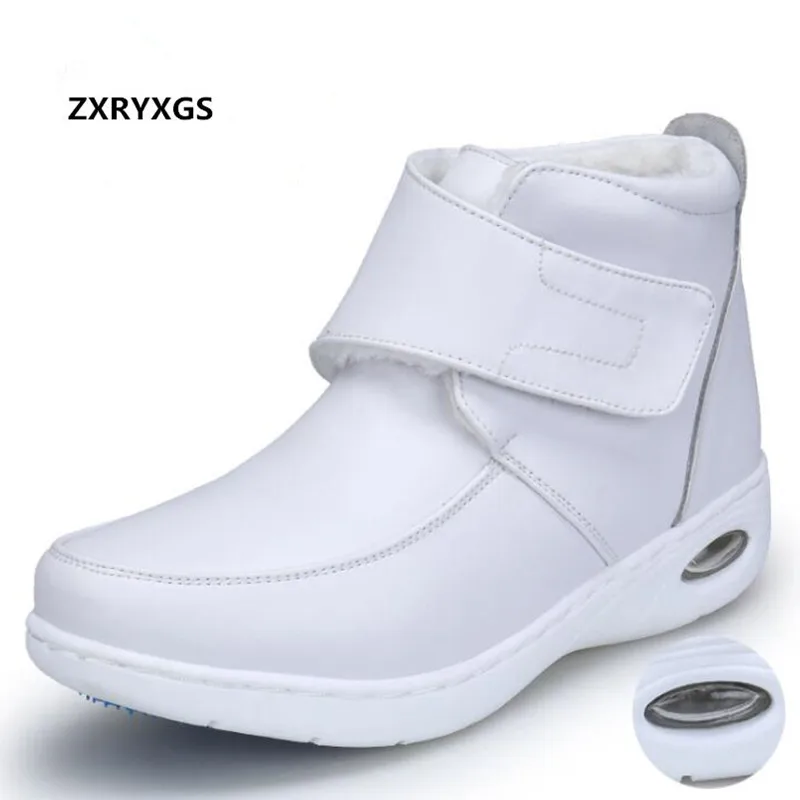

Hot 2019 Newest Winter Cowhide Air Cushion Shoes Woman Boots Nurse Shoes Casual Sneaker Wedge Plus Velvet Warm Shoes Snow Boots