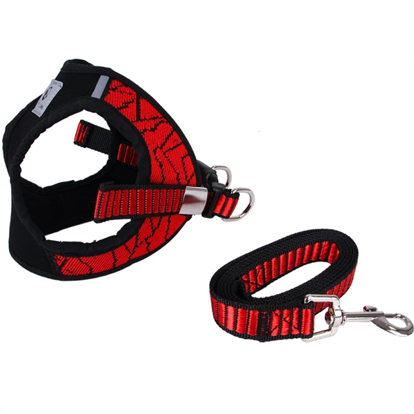 Reflective Dog Harness and Leash Set Pet Dog Training Walking Safety Vest Harness For Small Medium Large Dogs Pitbull Bulldog - Цвет: Red