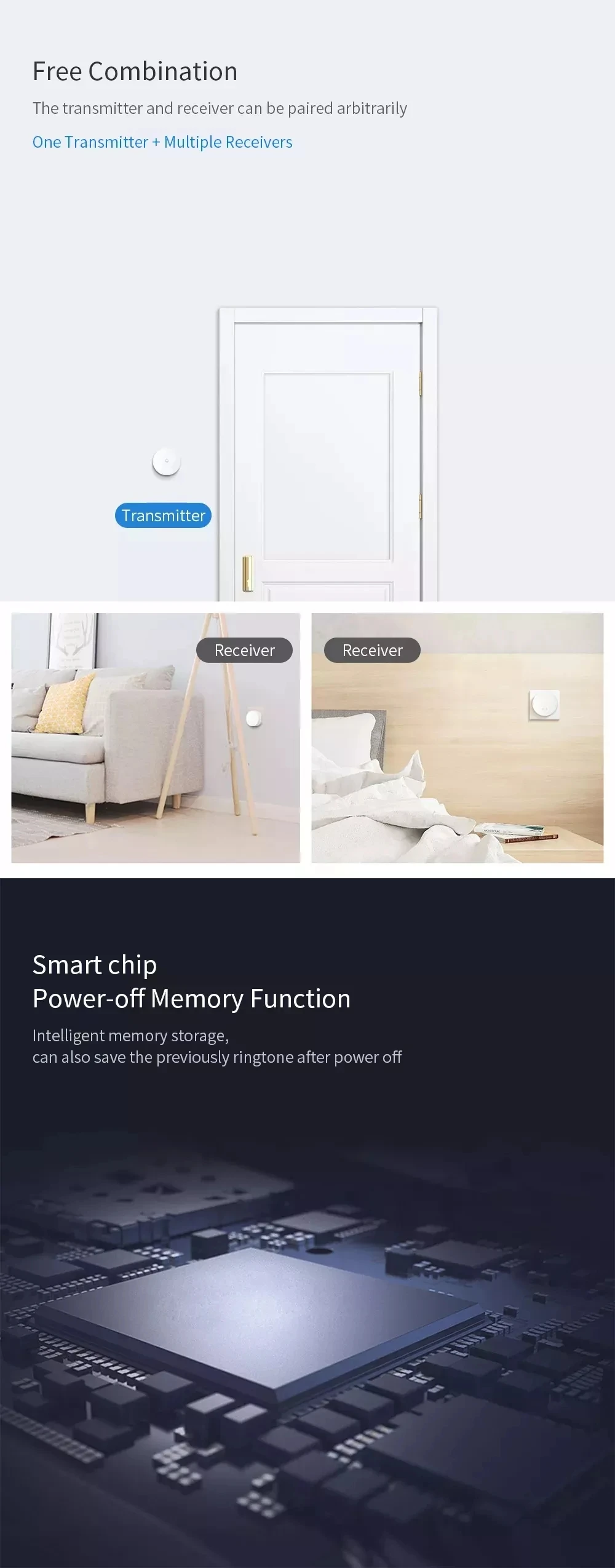 Xiaomi Linptech Self-generating Wireless Doorbell No Battery No Wiring Power-off Memory Adjustable Volume Work With Mihome App (3)