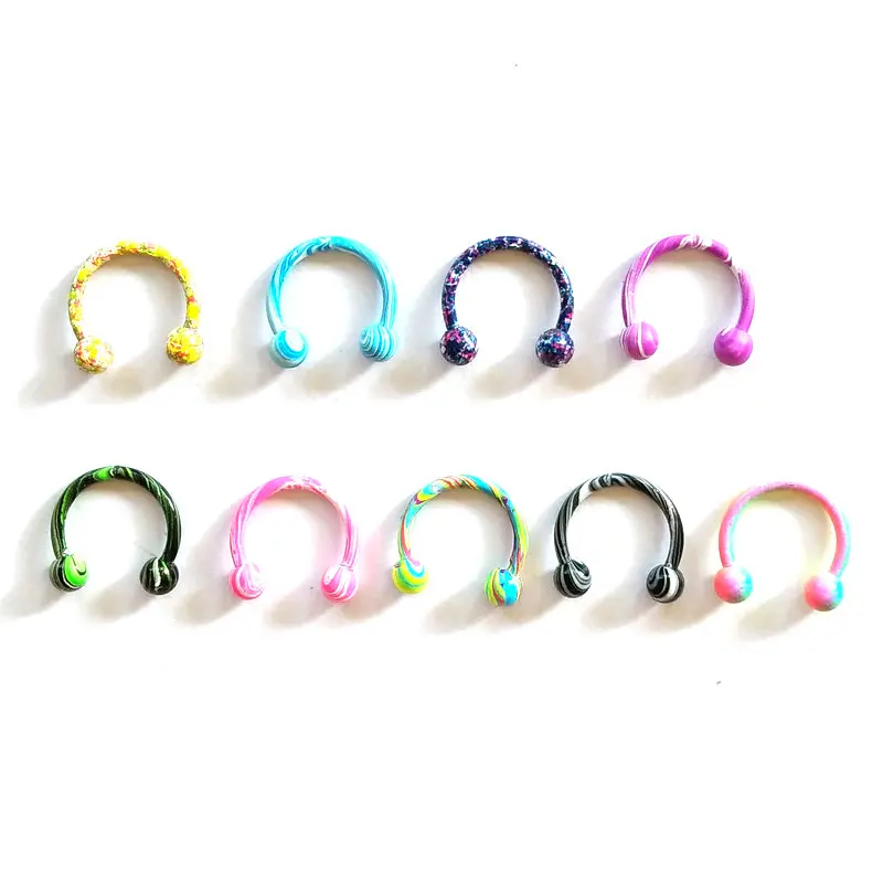

Body Piercing Jewelry Mix 100pcs New Color 16G Stainless Steel Horseshoe Piercing With Balls Circular Barbells Lip Nose Rings