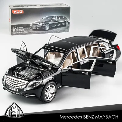 KIDAMI Maybach модель автомобиля из сплава 1:24 модель автомобиля из сплава Детский мальчик звук и светильник - Цвет: Черный