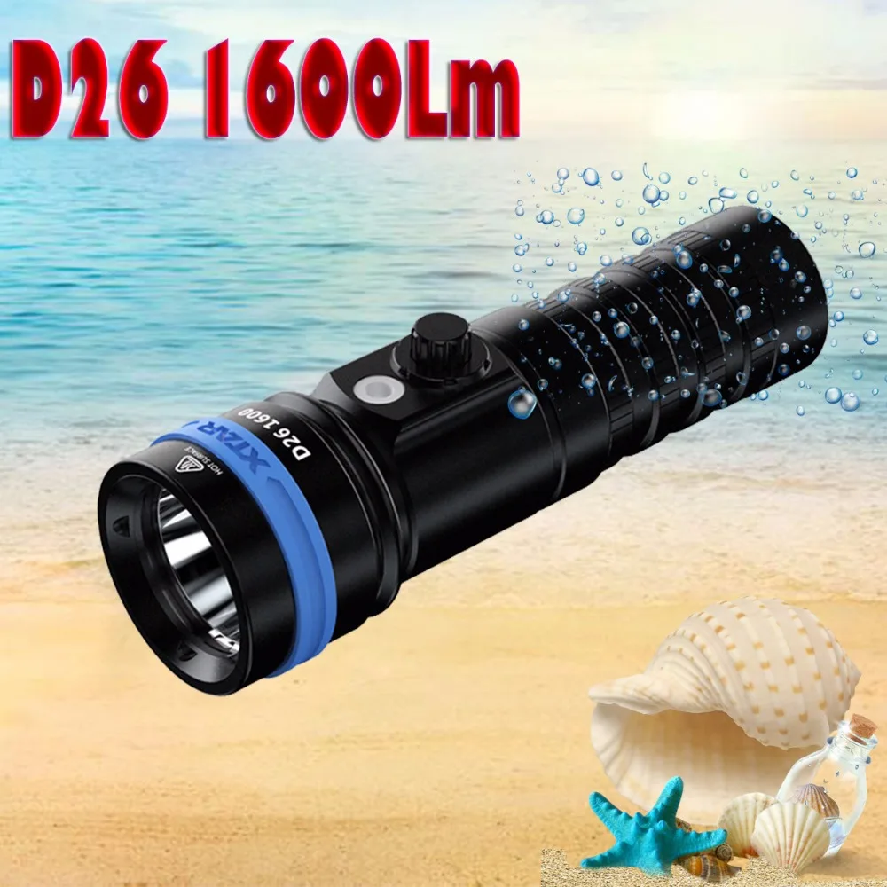D26 1100Lm 1600 фонарик для дайвинга CREE XHP35 HI D4 люмен дальность луча 432 м магнитный