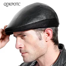 QDKPOTC новая мода высокое качество осень-зима Pu береты Для мужчин Повседневное Спорт на открытом воздухе Для Мужчин's Утепленная одежда защита ушей Регулируемый шляпа