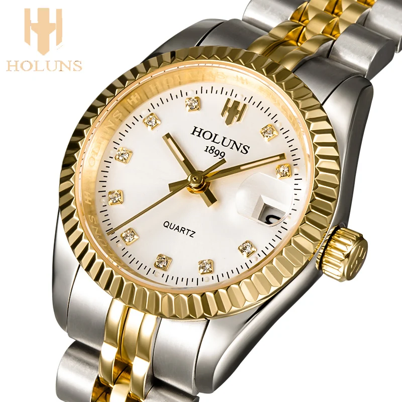 Luxury golden Holuns Original business mechanical women watch Stainless Steel Waterproof Shock Resistant reloj digital 2017