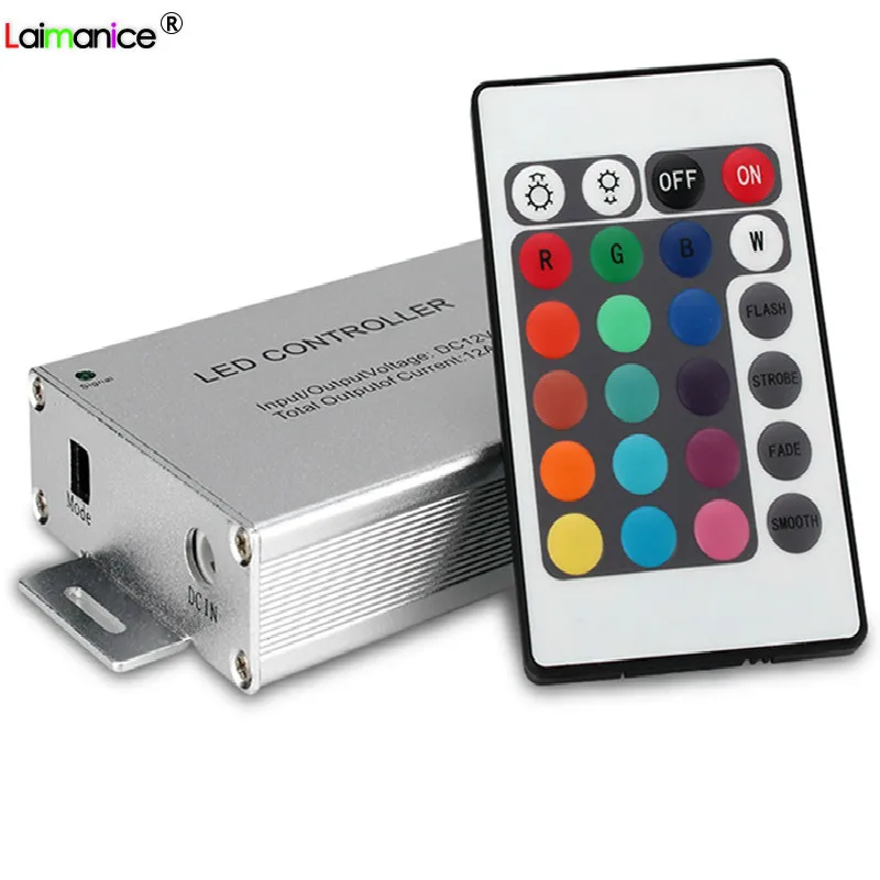 1Set DC12V 24V 12A 24A RGB Led Controller With 24Key IR Remote Control ...