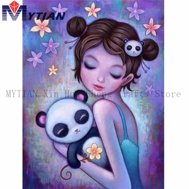 MYTIAN DIY Cartoon Girl Diamond Painting Large Doll Anime Panda Bear 5D Home Decor Cross Stitch With Drill | Дом и сад