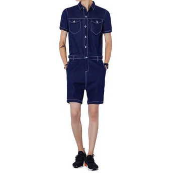 

Korean Metrosexual fashion denim Jumpsuit leotard Pants Mens Suit frock retro trend Free Shipping black blue