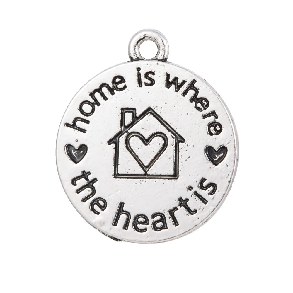 

EUEAVAN 20pcs Home is Where the Heart is Letter Words Engraved Charm Family Love Message Jewelry Finding
