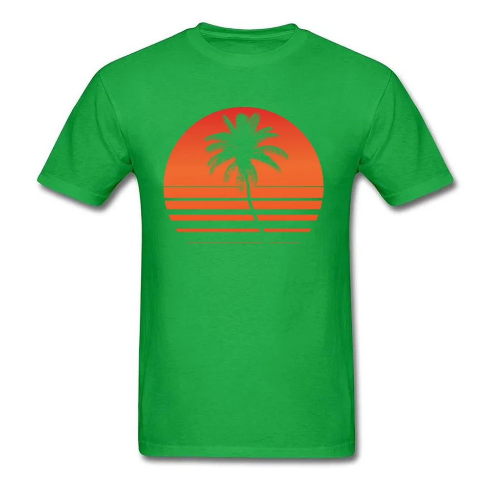Male Tops Shirt sunset palm tree 2018 Discount Design T Shirt 100% Cotton Short Sleeve Normal Tee Shirts Crew Neck sunset palm tree green
