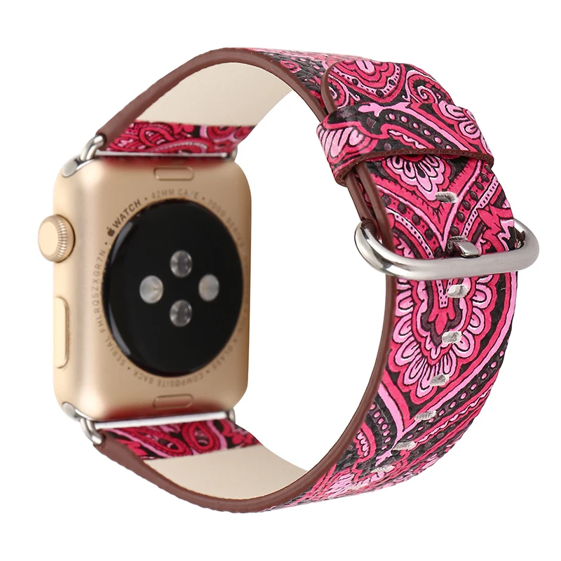 For Apple Watch 4 Bracelet National Styles Paited Leather Band Series 1 2 3 38-42mm Strap Watchbands | Наручные часы