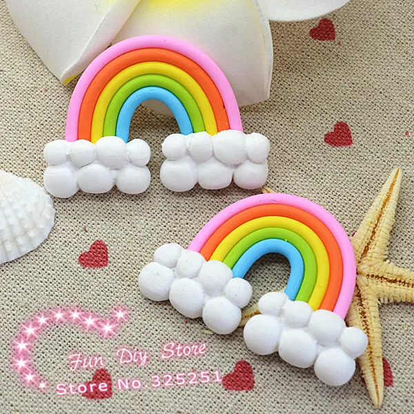 3D Кабошон Полимерная глина Радуга Красочные DIY аксессуары Скрапбукинг 20 шт./лот 35*50 мм