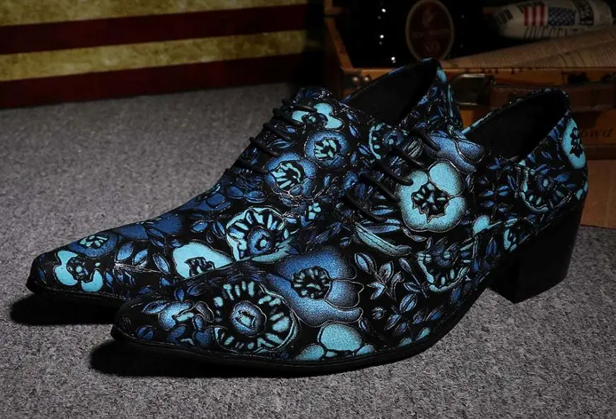 Ntparker/японский Стиль эксклюзивная модная кожаная мужская обувь стильные; для ночного клуба парикмахерской, со шнуровкой, ботинки со шнуровкой высокие ботинки обувь на танкетке - Цвет: Синий