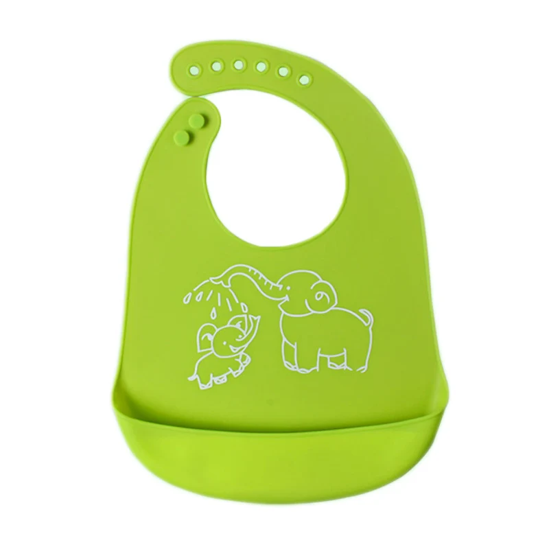 Мягкие силиконовые детские нагрудники, водонепроницаемые детские нагрудники для новорожденных мальчиков и девочек, нагрудники для кормления, фартук для малышей - Цвет: style2 green