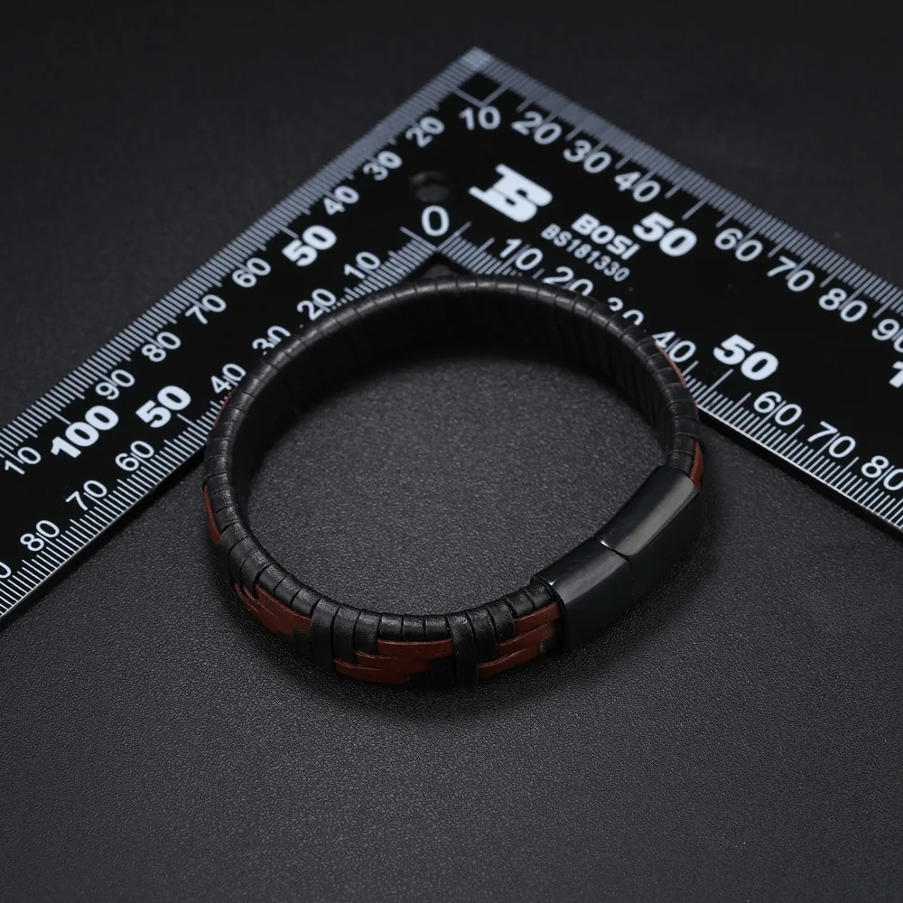 FATE LOVE Brand Men Genuine Leather wrap bracelet Black Statement bangles charm punk Fashion Jewelry 2017 new arrival