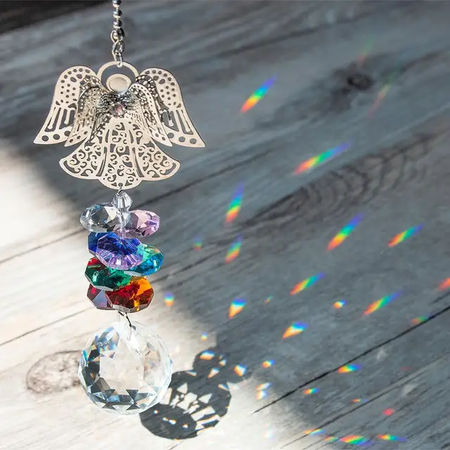 H&D Crystal Guardian Angel Window Napsütő Kollekció Chakra Gyöngyök Suncatcher Otthoni Dekoráció Autó Varázsa A Visszapillantó Tükörhez