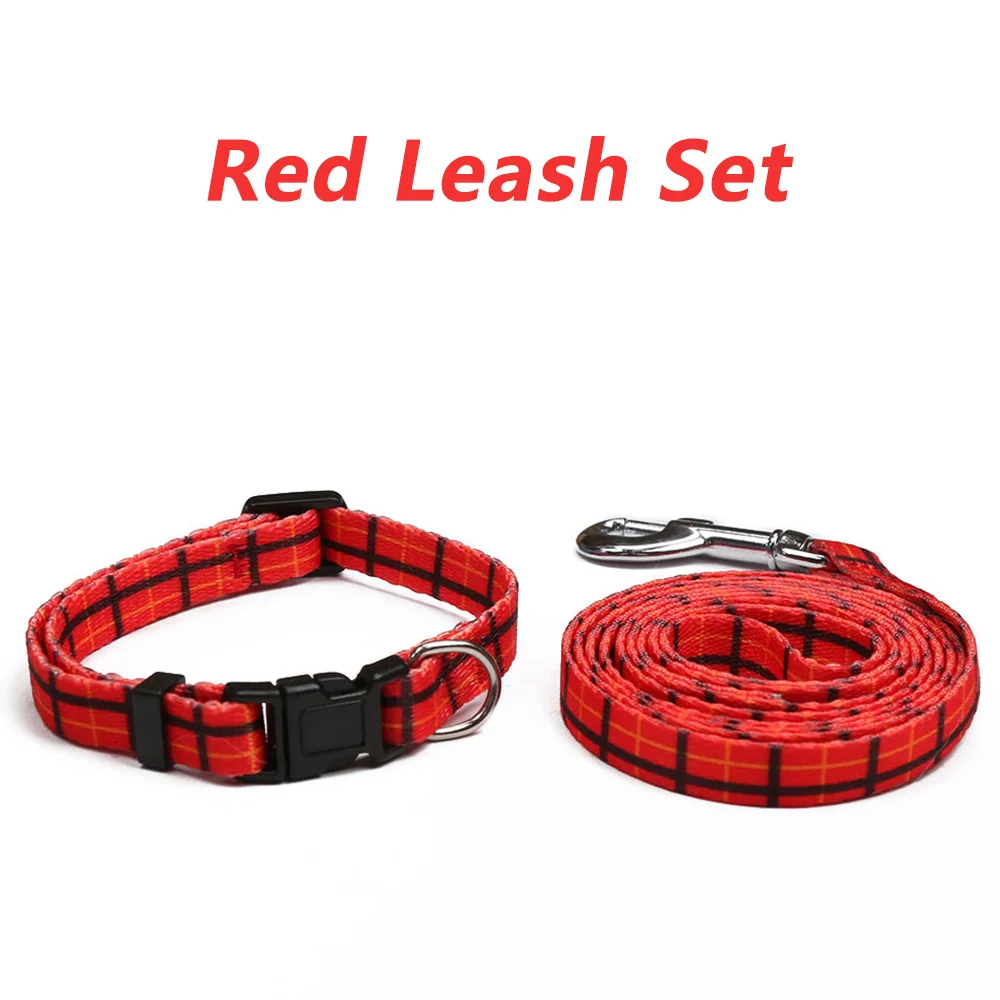 Red Leash Set Набор ошейников и поводков для собак, нейлоновые регулируемые ошейники для маленьких кошек, поводок для собак, жевательный поводок для маленьких собак, щенков, домашних животных, набор поводков MP0047 - Цвет: Red Leash Set