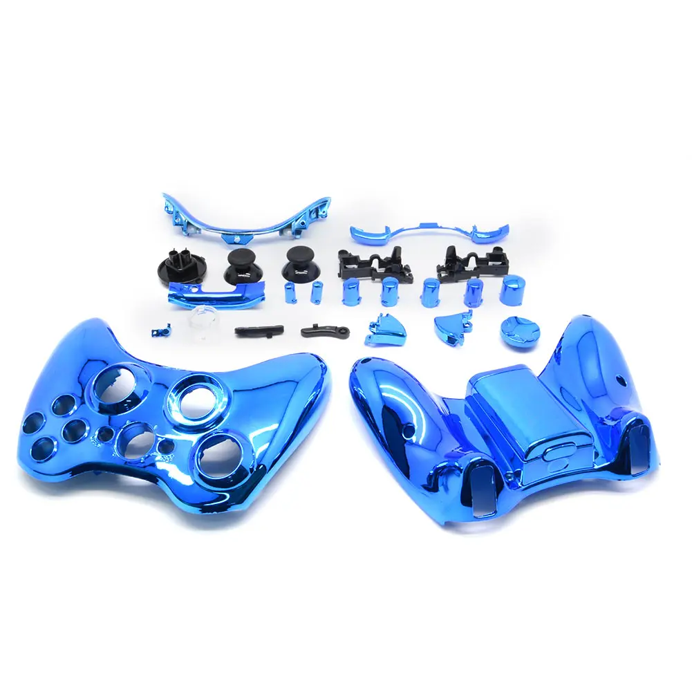 

Fashion Blue Chrome Full Shell Case +Button For Microsoft Xbox 360 Wireless Controller Replacement Repair
